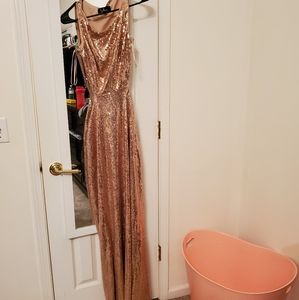 Rose gold sequin long dress